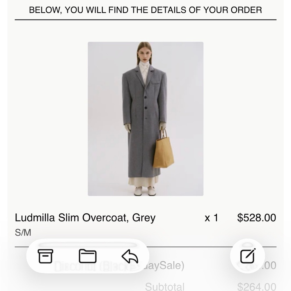 Source Unknown Grey Wool Long Overcoat
